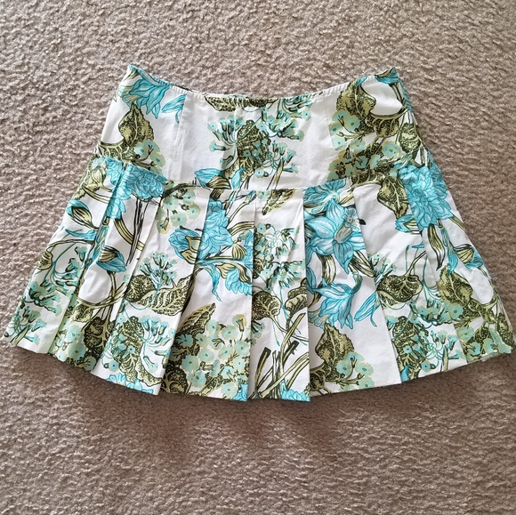 LOFT pleated printed floral skirt sz 8 - Picture 2 of 7